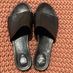 Elegant Black Leather Slide Sandals